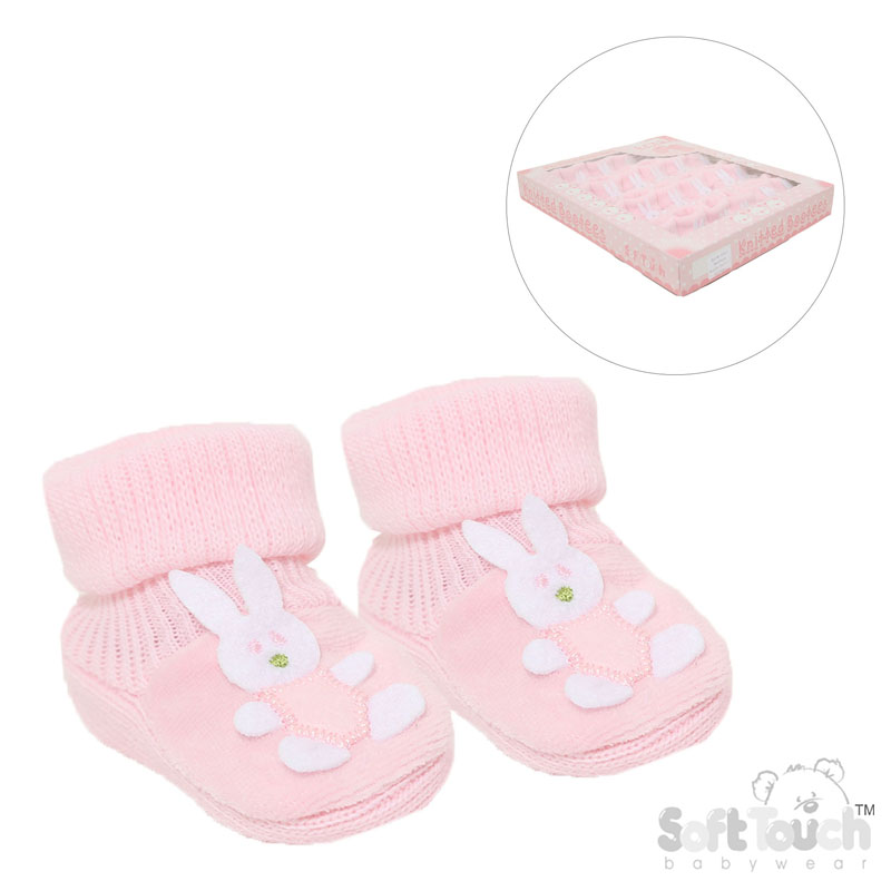 Pink Acrylic Bunny Baby Bootees No. S423