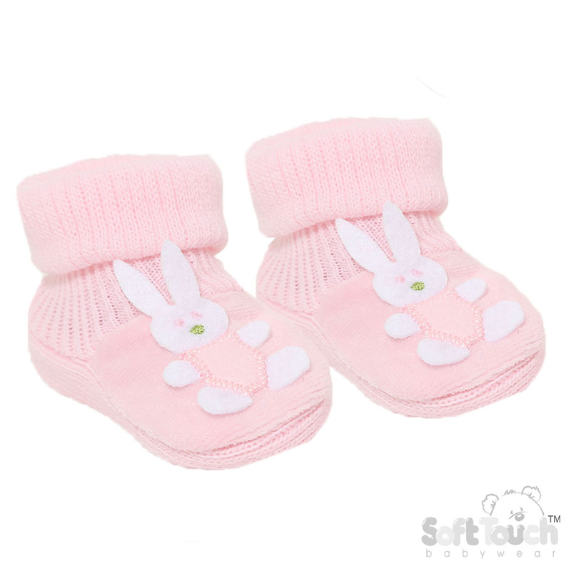 Pink Acrylic Bunny Baby Bootees No. S423