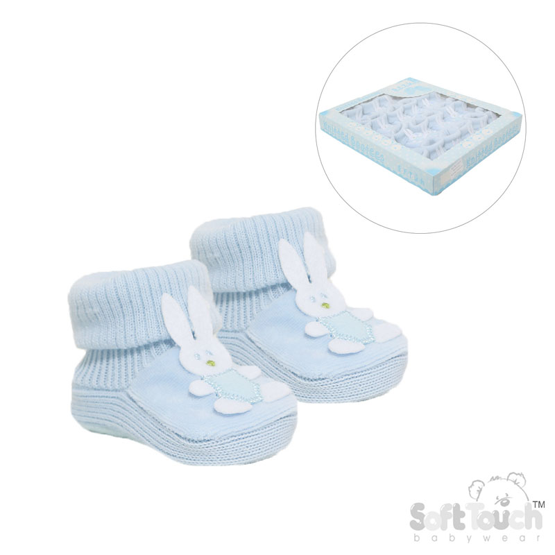 Blue Acrylic Bunny Bootees No. S424