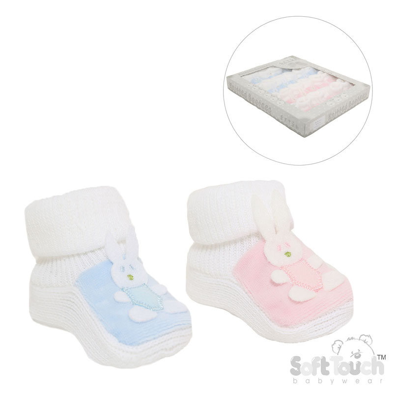 Blue/Pink Acylic Bunny Bootees No. S425
