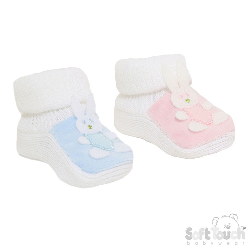 Blue/Pink Acylic Bunny Bootees No. S425