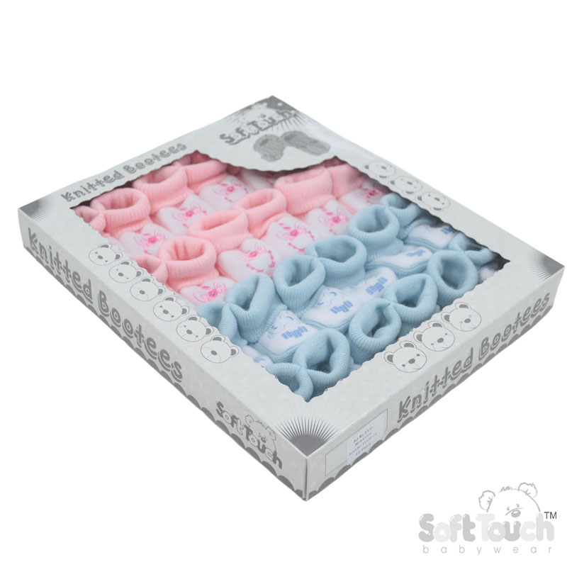 Pink Unicorn & Blue Monster Baby Bootees No. S426