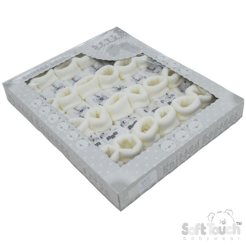 Grey/White Unicorn & Monster Baby Bootees No. S427