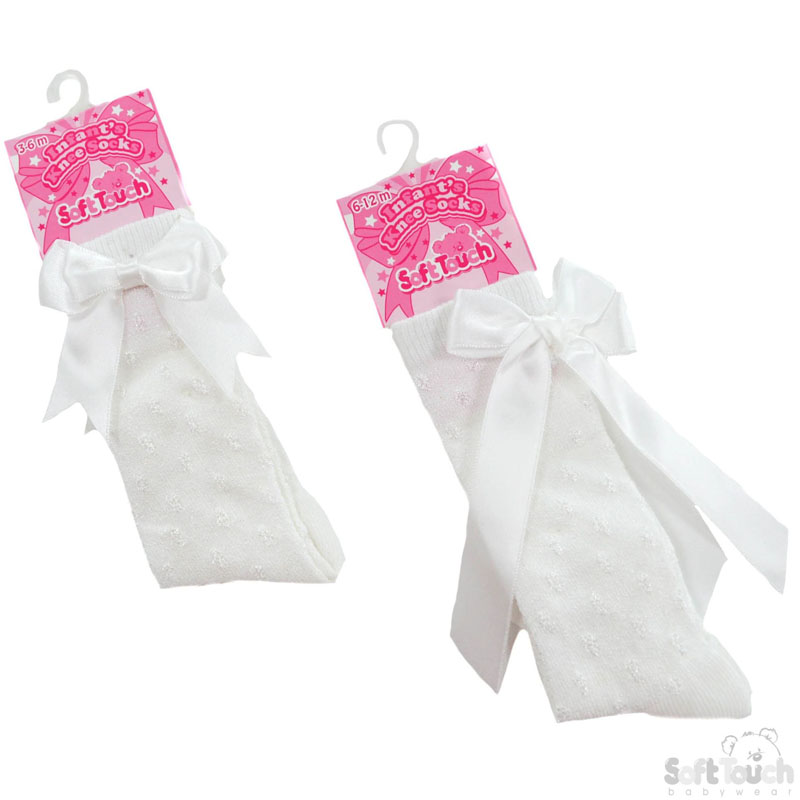 Cream Shiny Knee Length Socks W/Spots No. S43-C