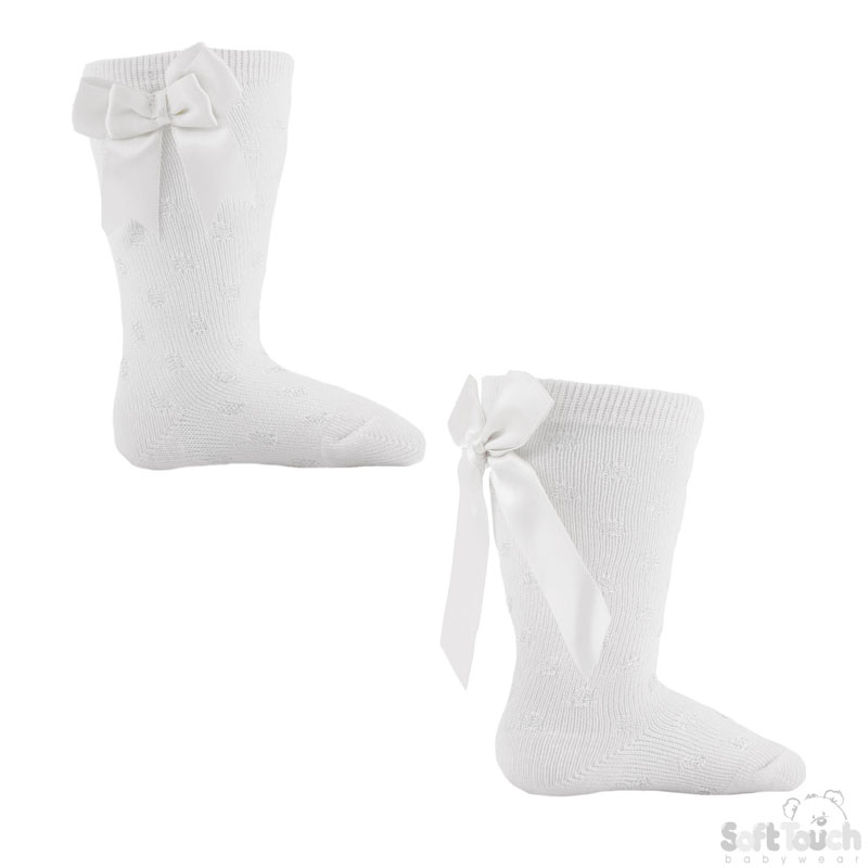 White Shiny Knee Length Socks W/Spots No. S43-W