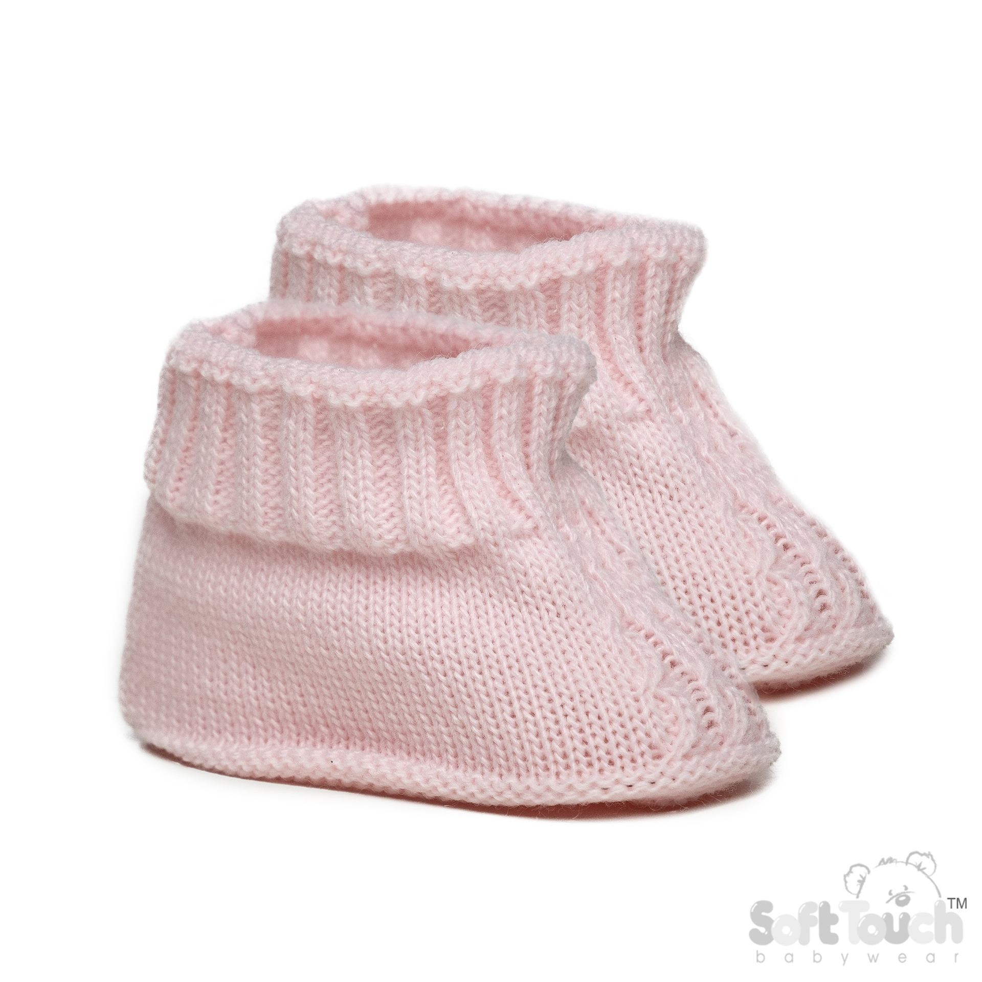 Pink Acrylic Baby Bootees w/Chain Knit : S440-P