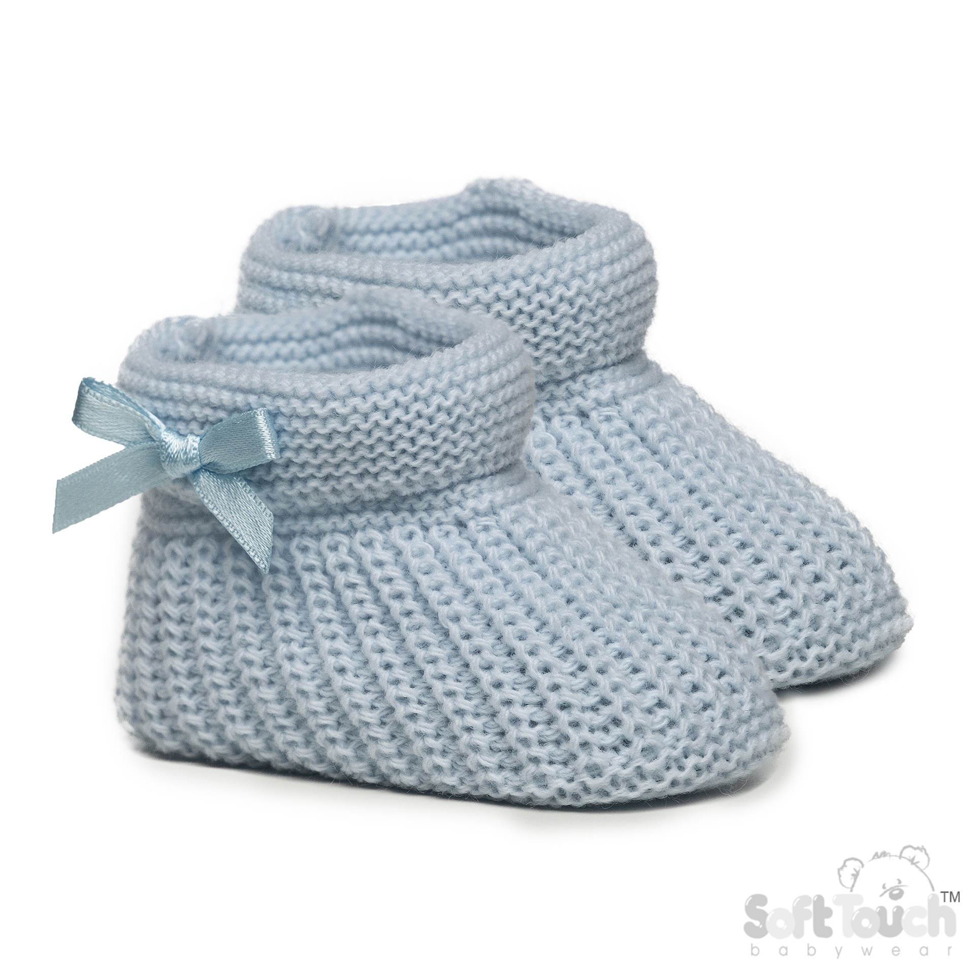 Blue Acrylic Bootees with Bow : S441-B