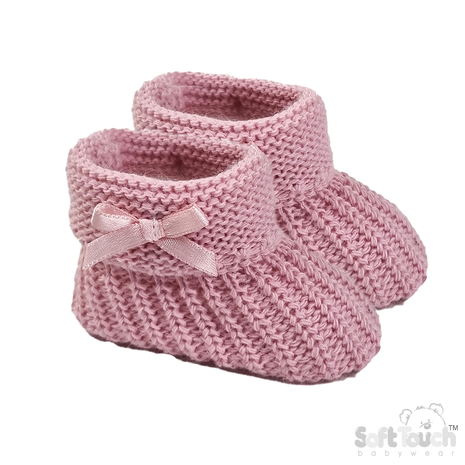 Dusty Pink Acrylic Bootees with Bow : S441-DP