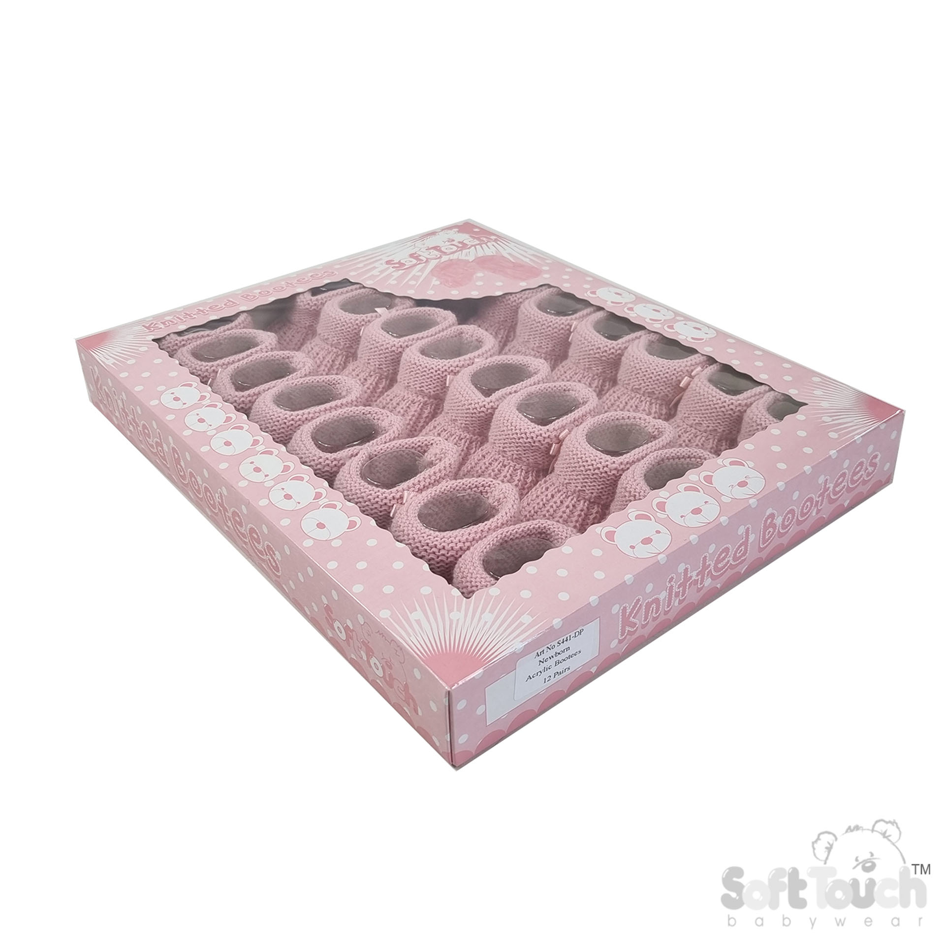 Dusty Pink Acrylic Bootees with Bow : S441-DP