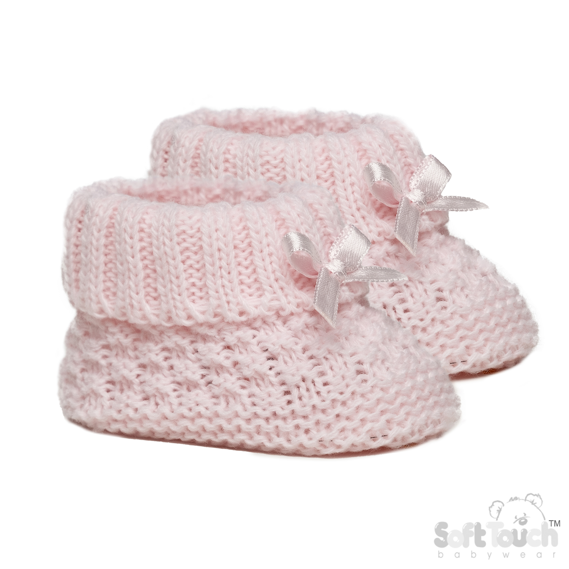 Pink Acrylic Bootees with Check Design and Bow : S442-P