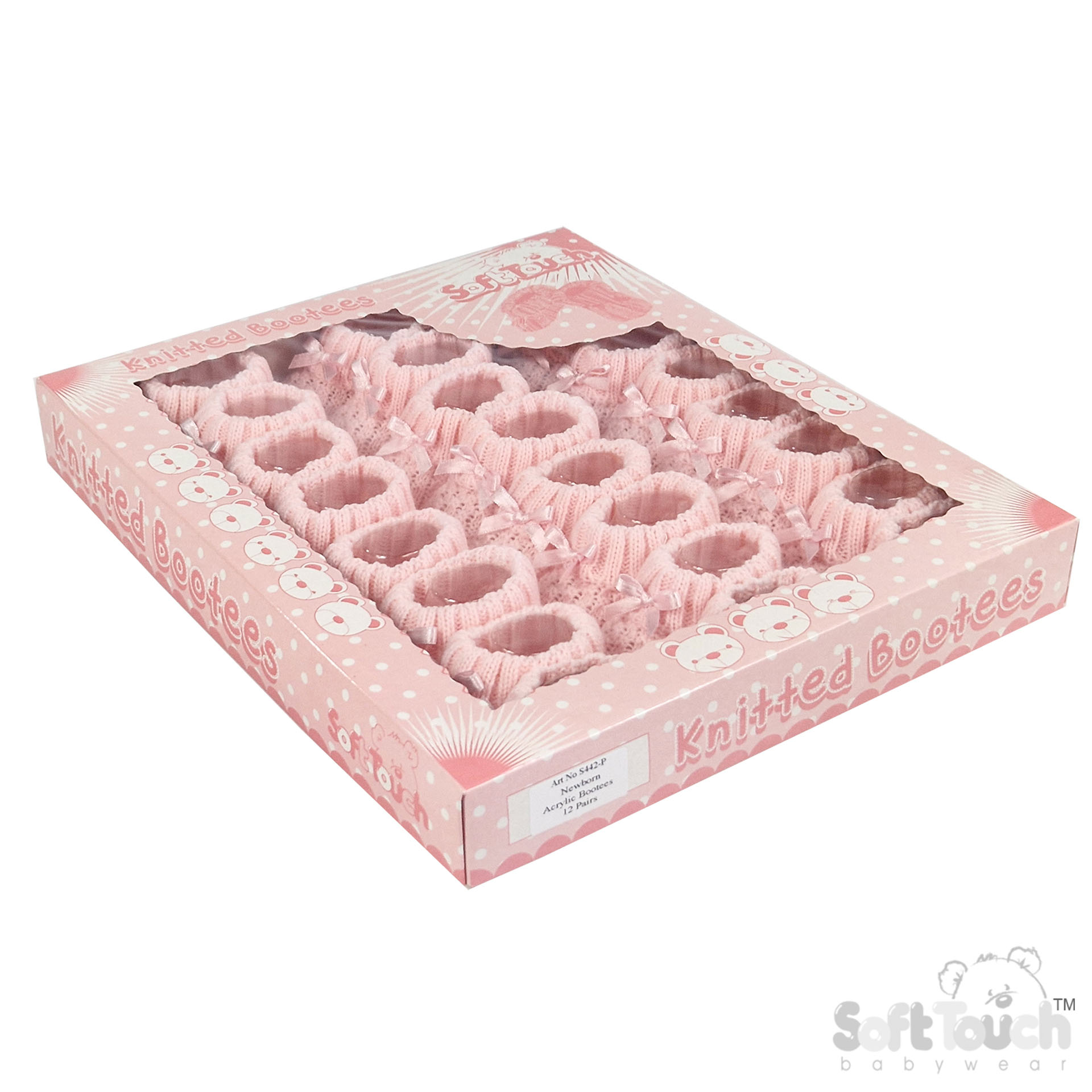 Pink Acrylic Bootees with Check Design and Bow : S442-P
