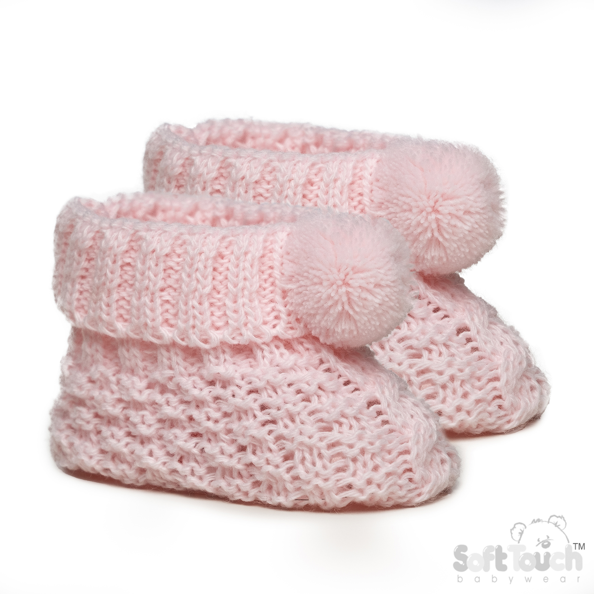Pink Acrylic Baby Bootee with Pom Pom  : S443-P