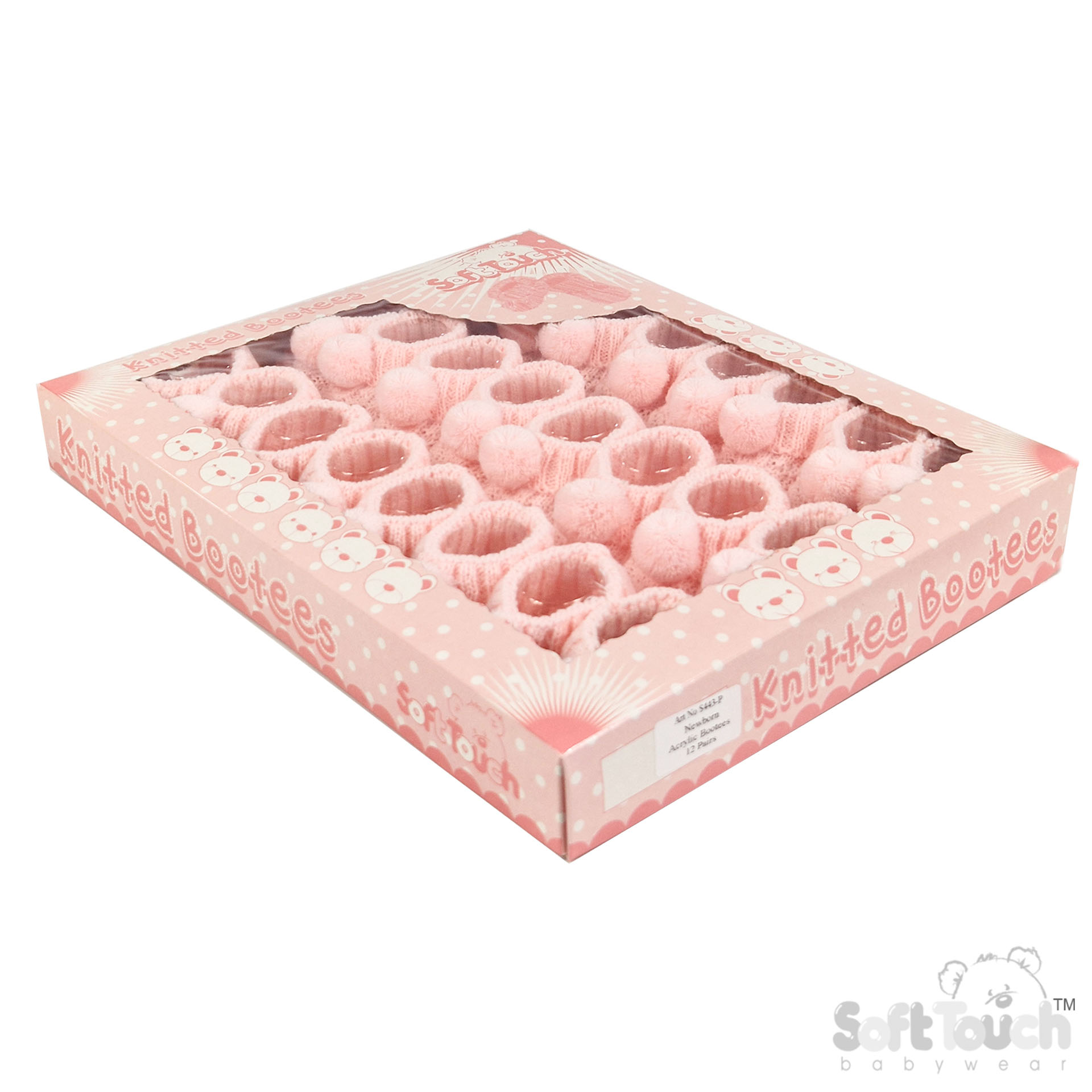 Pink Acrylic Baby Bootee with Pom Pom  : S443-P