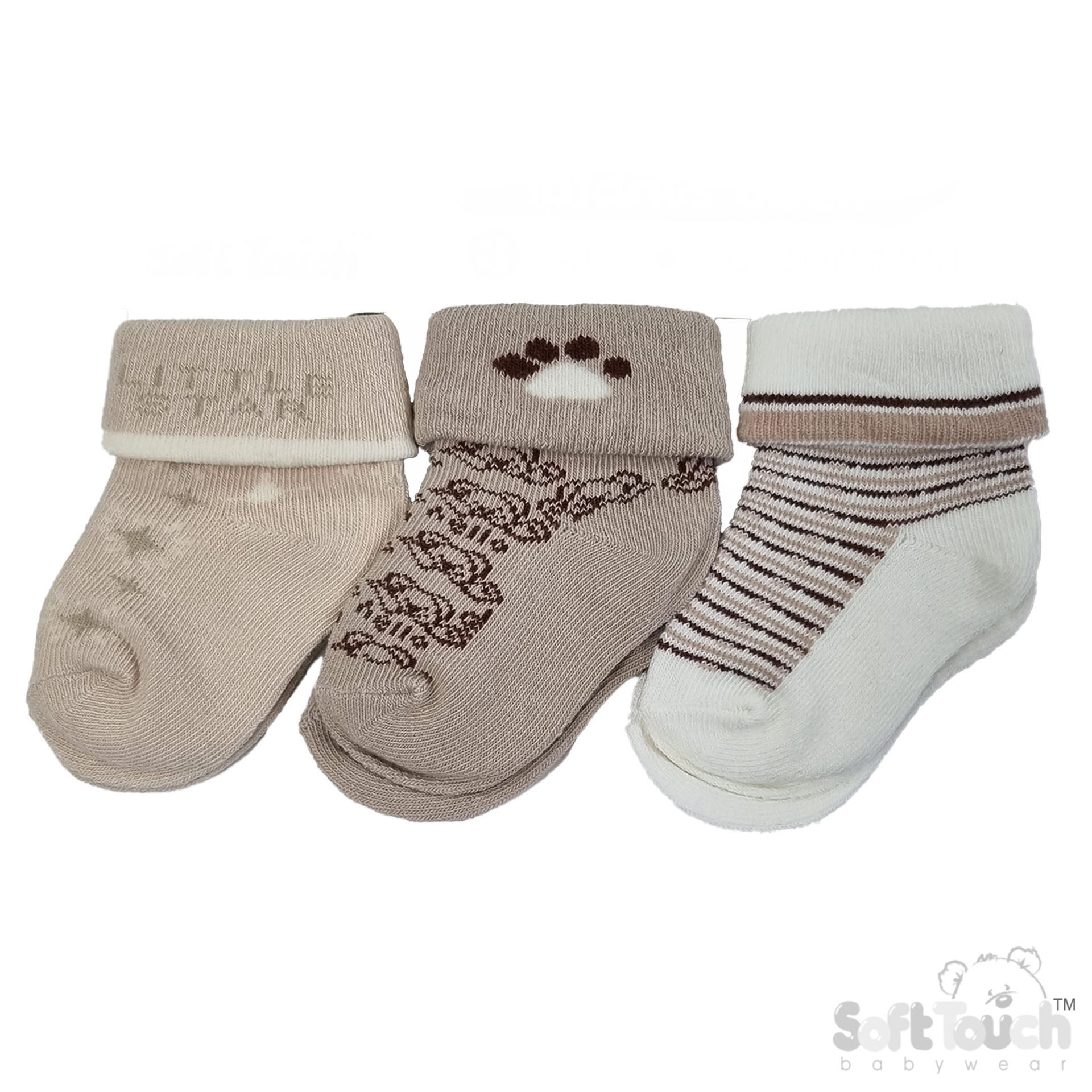  3 Pack Coffee Turnover Socks : S506-COF-NB-3