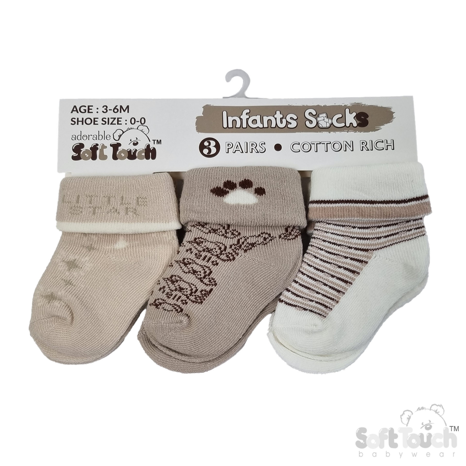  3 Pack Coffee Turnover Socks : S506-COF