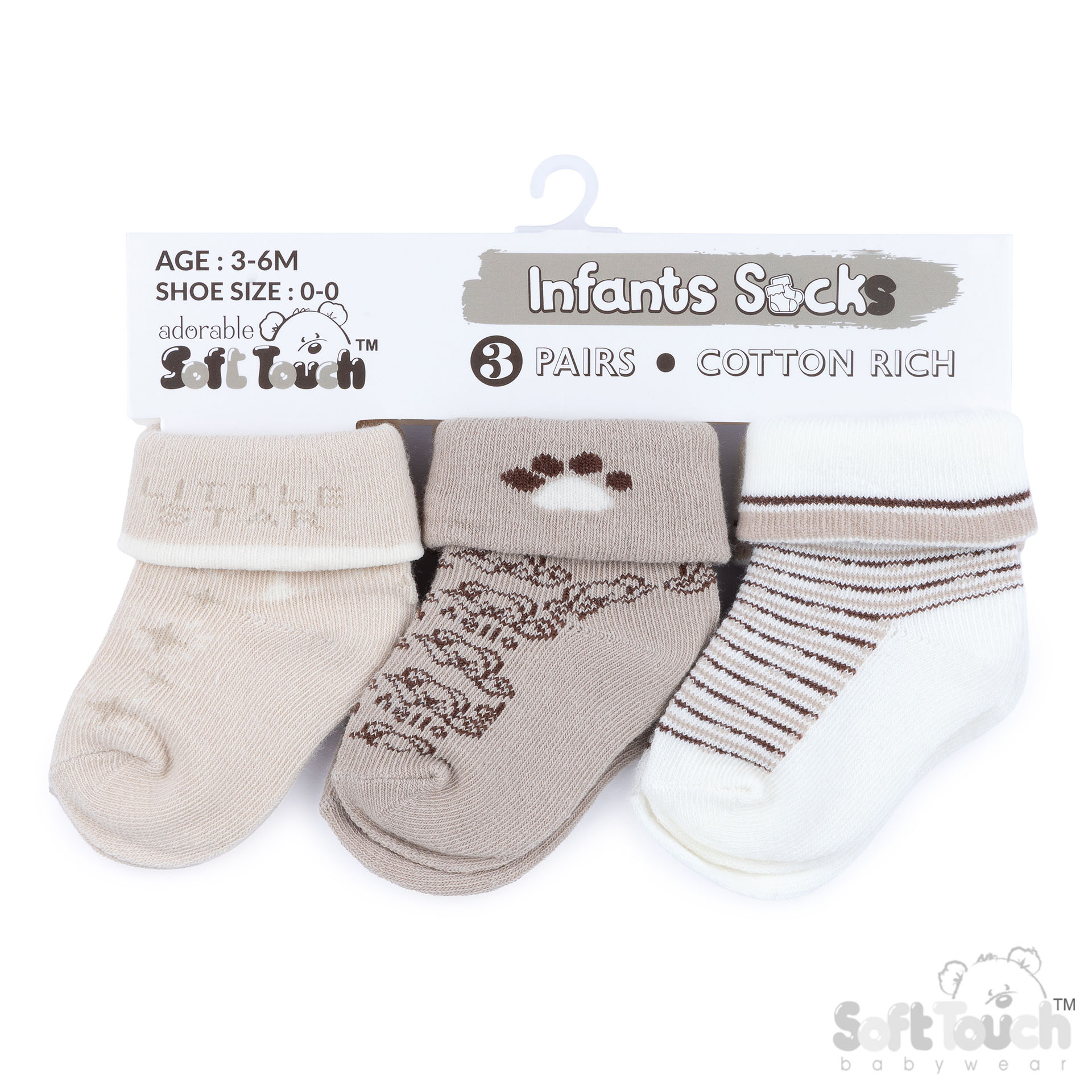  3 Pack Coffee Turnover Socks : S506-COF