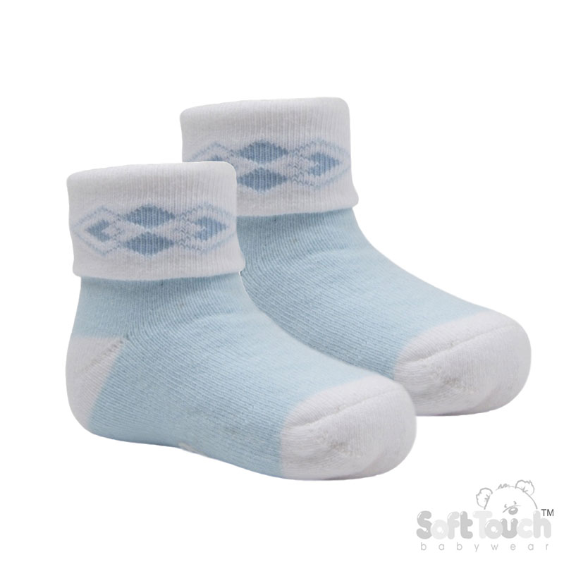 Blue 2 Pack Anti-Slip Terry Socks No. S520-B
