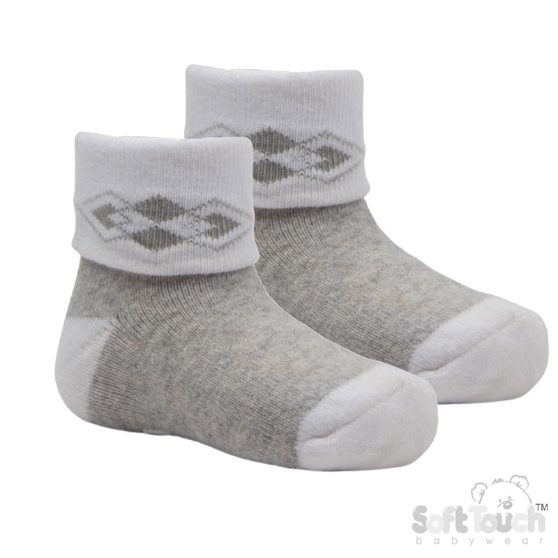 Grey 2 Pack Anti-Slip Terry Socks No. S520-G