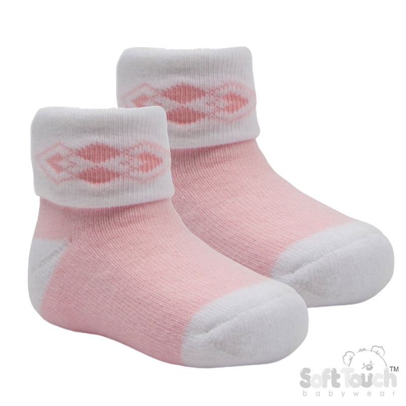 Pink 2 Pack Anti-Slip Terry Socks No. S520-P