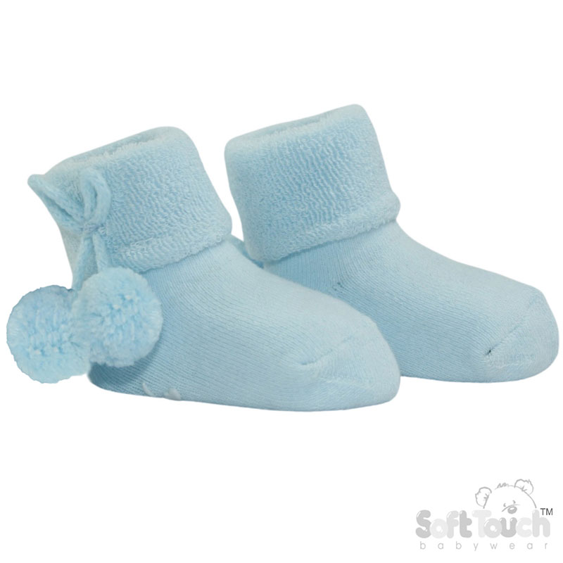 Anti-Slip Terry Socks w/Pom Pom No. S522-B