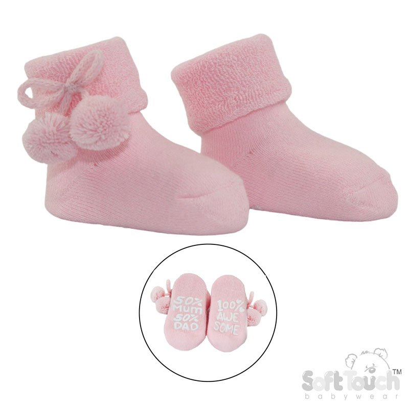 Anti-Slip Terry Socks w/Pom Pom No. S522-P