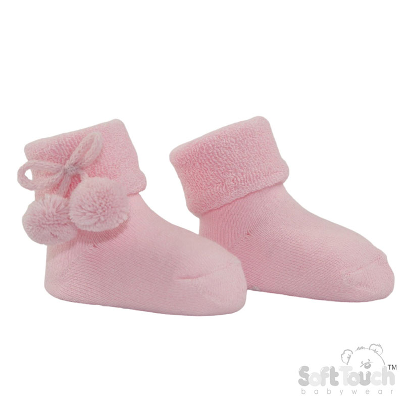 Anti-Slip Terry Socks w/Pom Pom No. S522-P