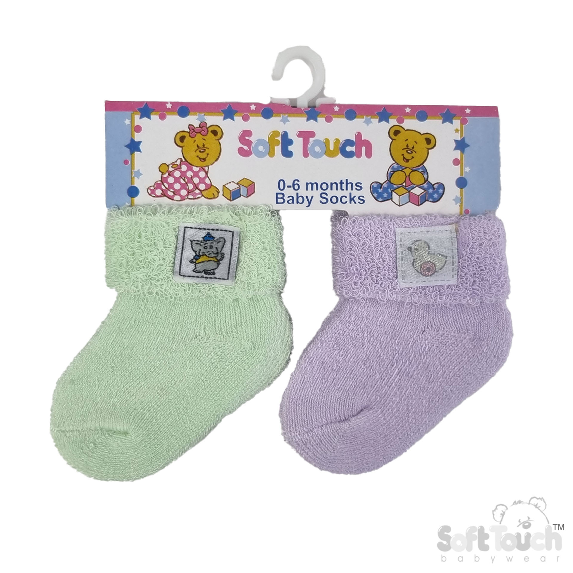 Terry Newborn Socks with Patch : 2 Pack No.S60B