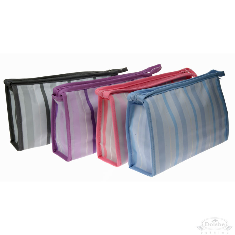 Small Striped Cosmetic Bag w/Handle: S688