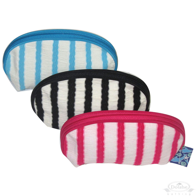 Small Velour Striped Cosmetic Bag S696