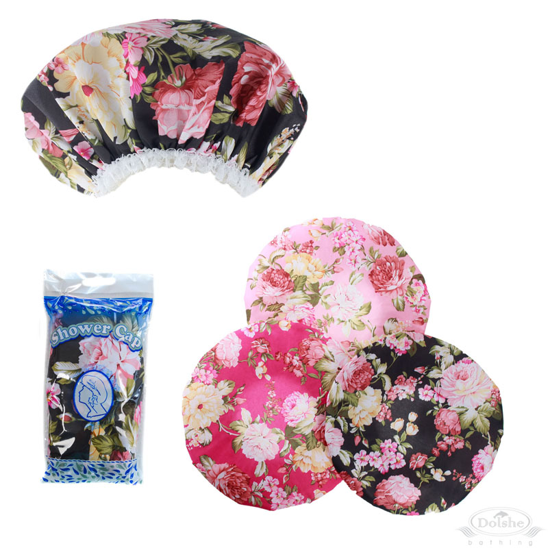 Large Floral Print Showercap in Polybag No. S742-HC