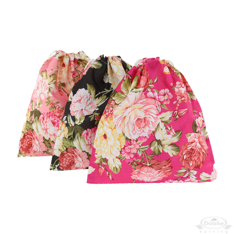 Large Floral Print Drawstring Bag No. S743