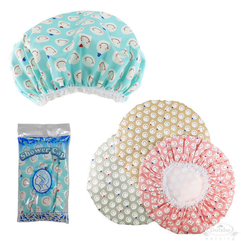 Smiley Print Showercaps in Polybag No. S746-HC