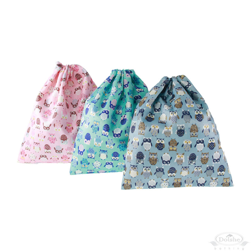 Owl Print Drawstring Bag No. S749