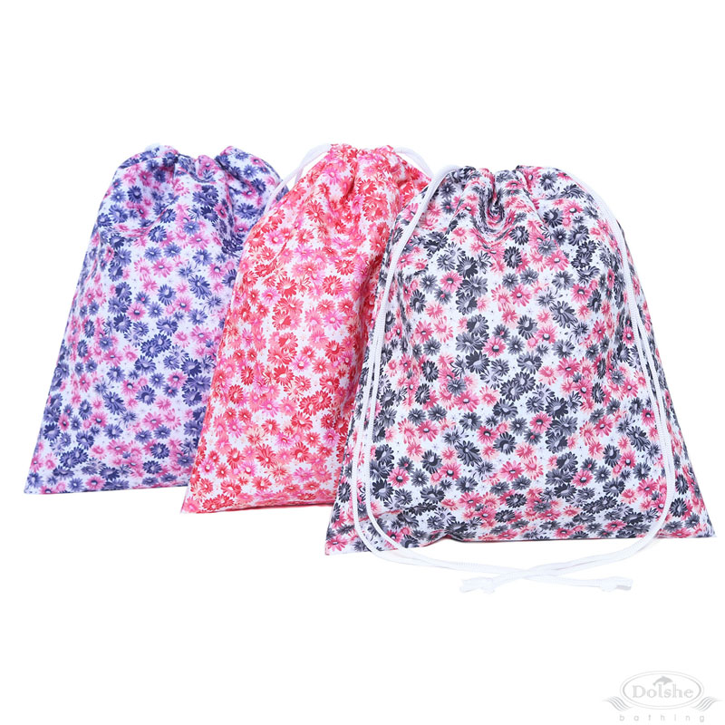 Bright Floral Print Drawstring Bag No. S751
