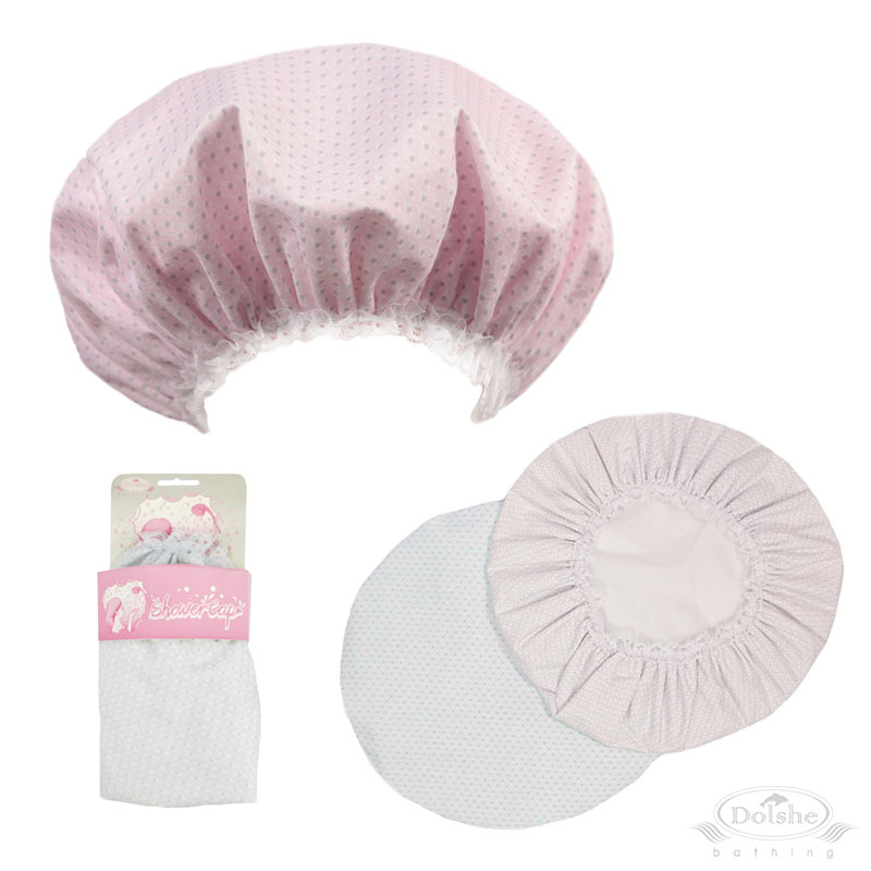 Headercarded Pastel Spotty Print Shower Cap No. S756-HC