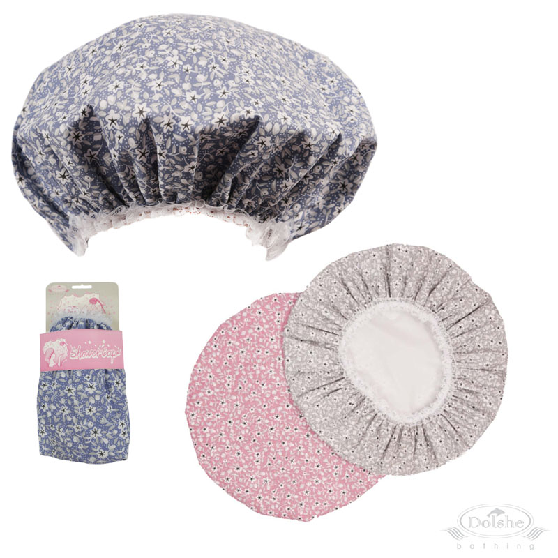 Headercarded Floral Print Shower Cap No. S758-HC