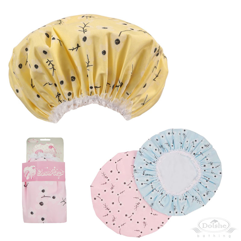 Headercarded Large Floral Print Shower Cap No. S762-HC