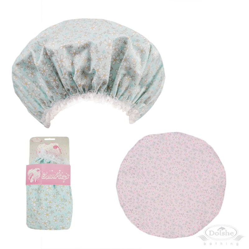 Headercarded Floral Print Shower Cap No. S764-HC