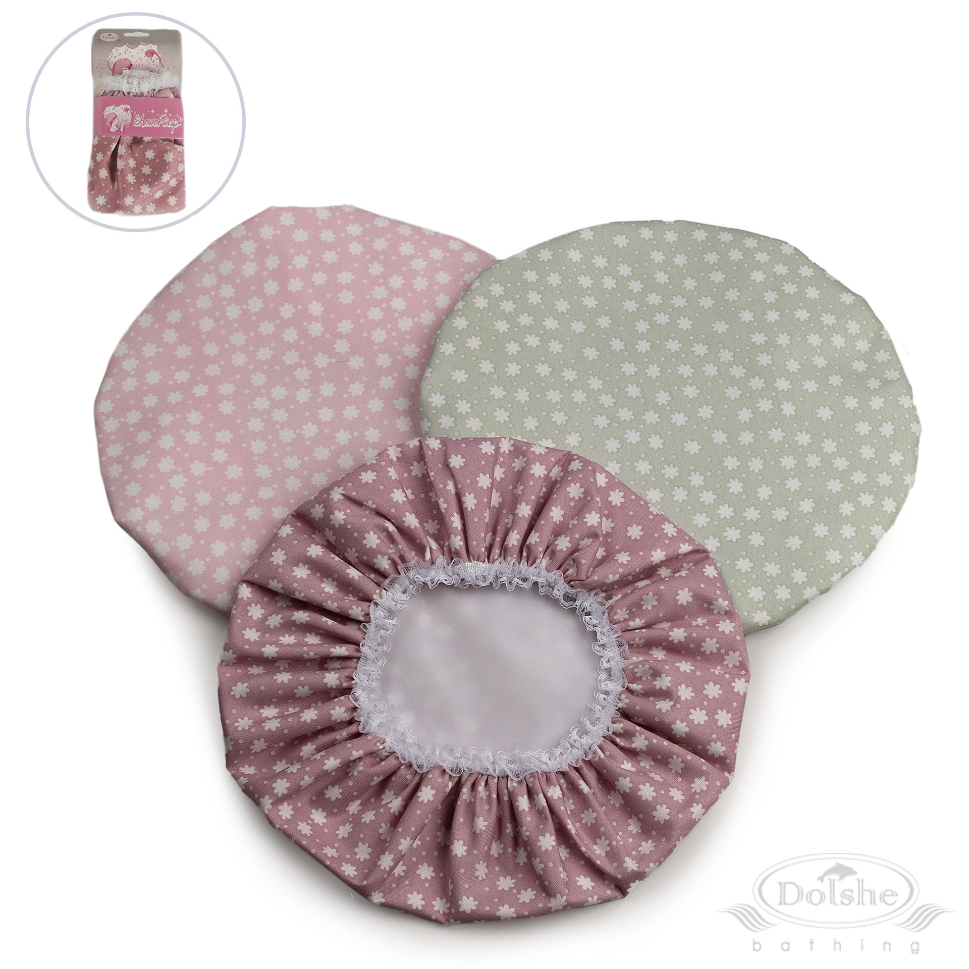 Small Floral Design Shower Cap in Headercard: S768-HC
