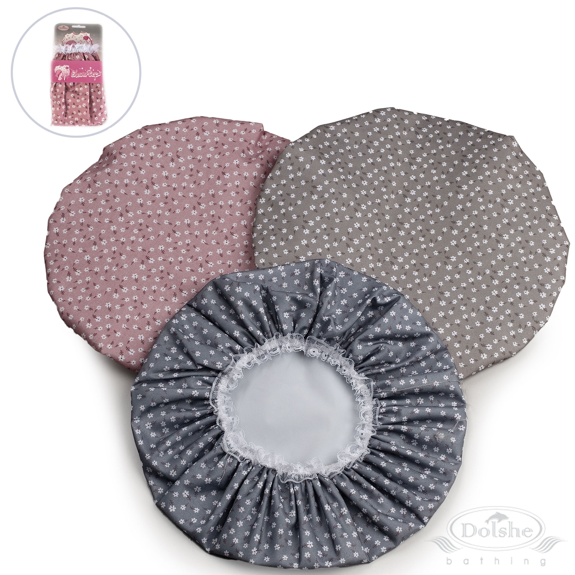 Floral Print Shower Cap in Headercard : S772-HC