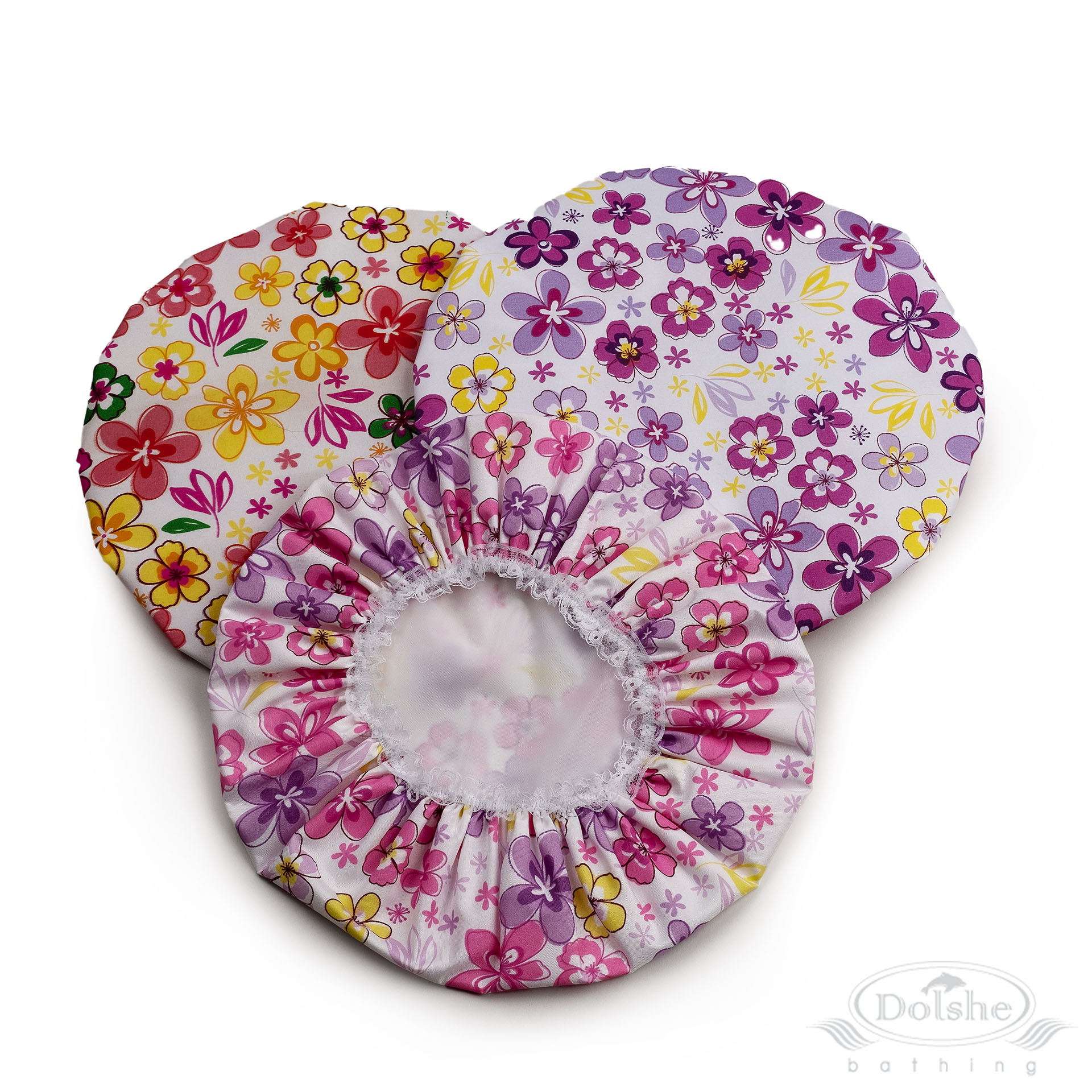 Bright Floral Design Shower Cap in Headercard : S774-HC