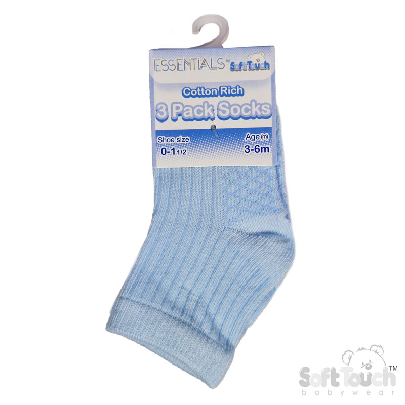 Blue/White/Cream 3 Packed Socks No. S82-B-3-6m