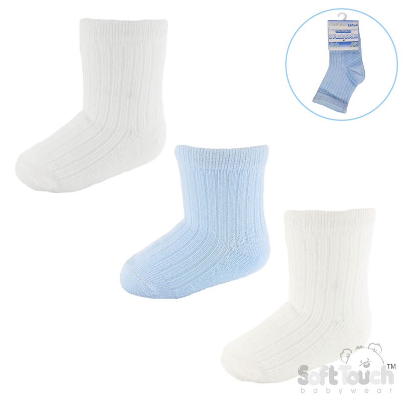 Blue/White/Cream 3 Pack Socks No. S82-B-6-12m