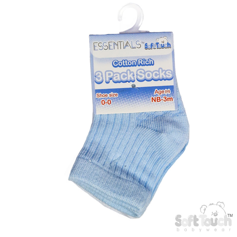 Blue/White/Cream 3 Pack Socks No. S82-B-NB-3m