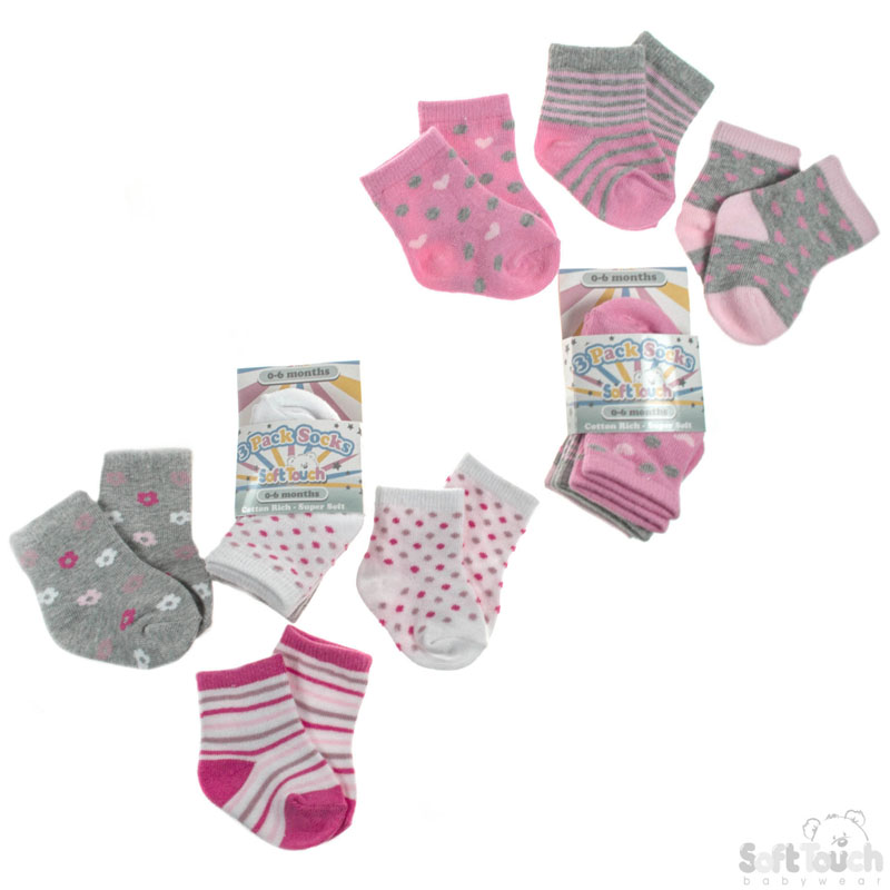 Girls 3 Pack Socks: S88