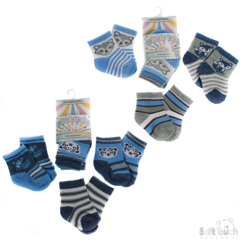 Boys 3 Pack Socks: S90