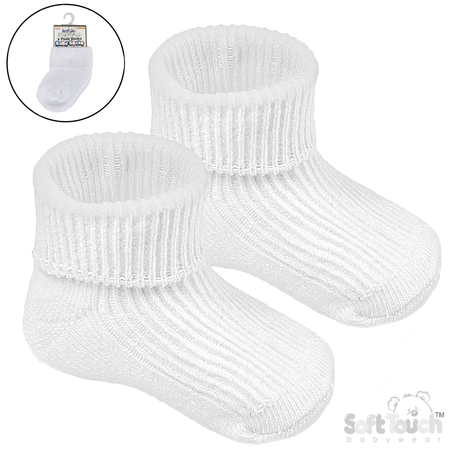 White NB Plain TOT Socks (2 PK) S900-W