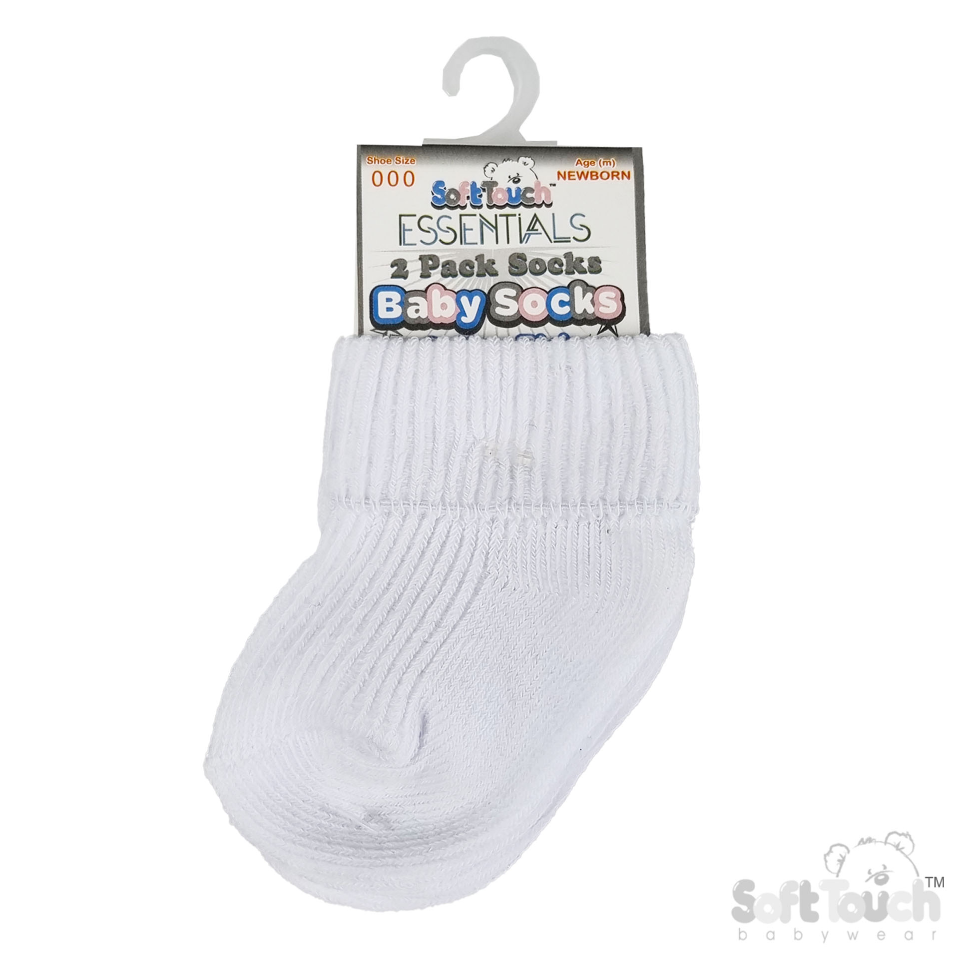 White NB Plain TOT Socks (2 PK) S900-W