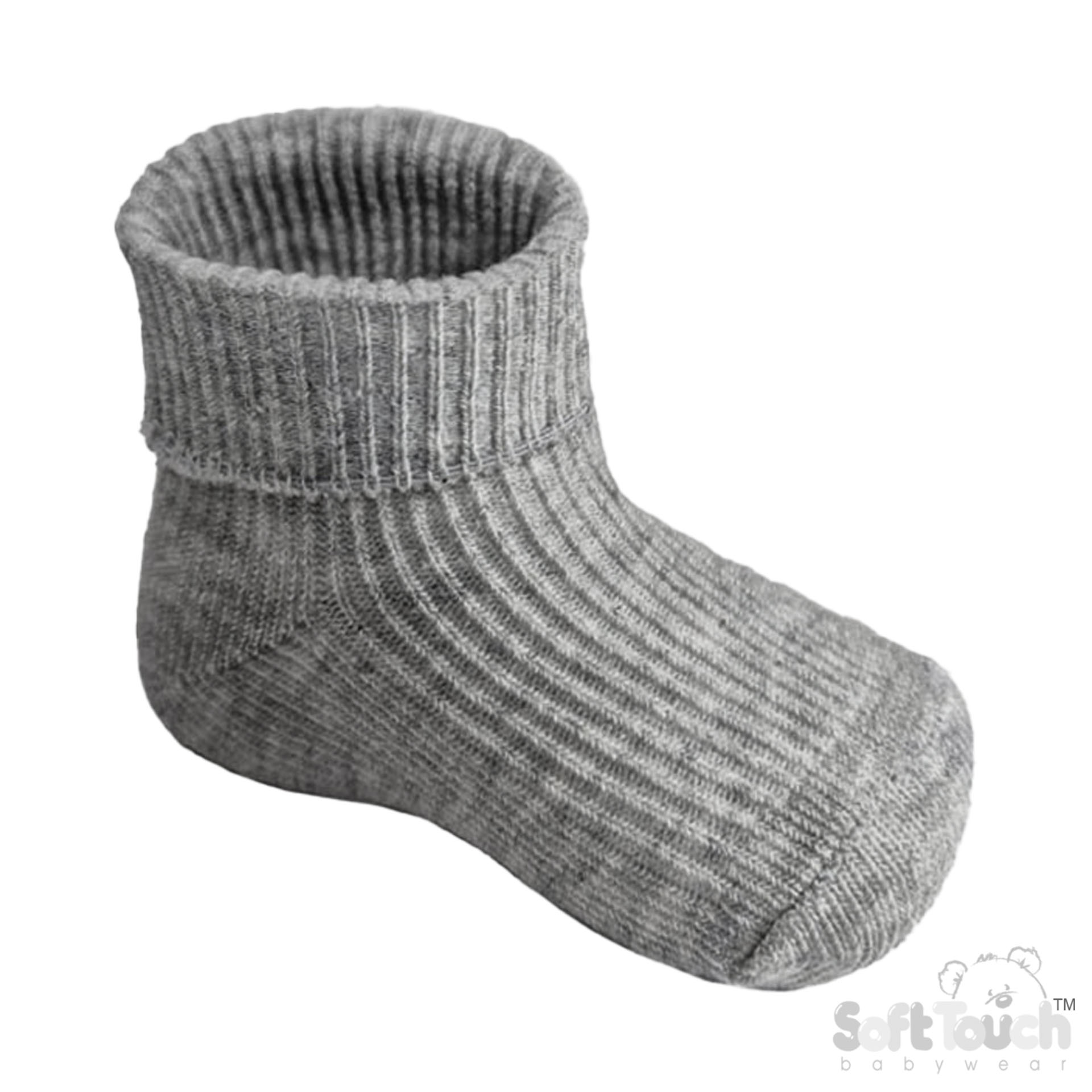 Grey 0-3m Plain TOT Socks No.S901-G-BP