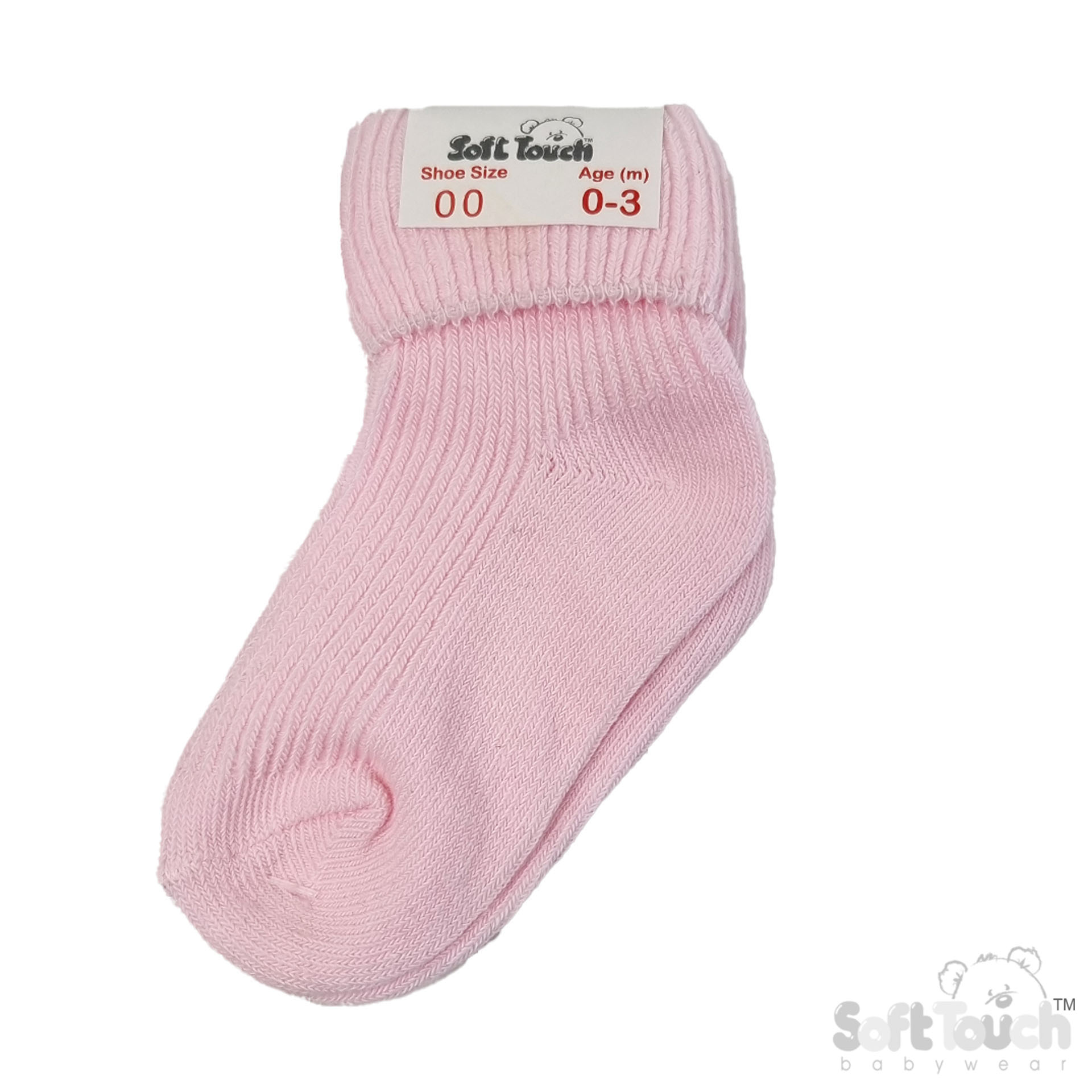 Pink 0-3m Plain TOT Socks No.S901-P-BP